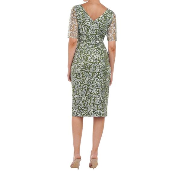 JS Collections Marlowe Knee Length Dress green gray size 18 - Picture 10 of 10